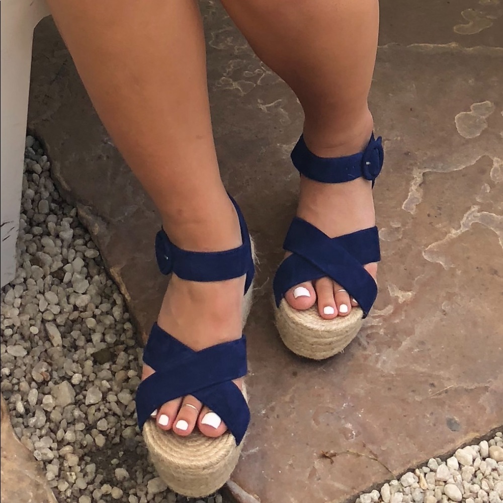 Navy Blue Platform Sandals